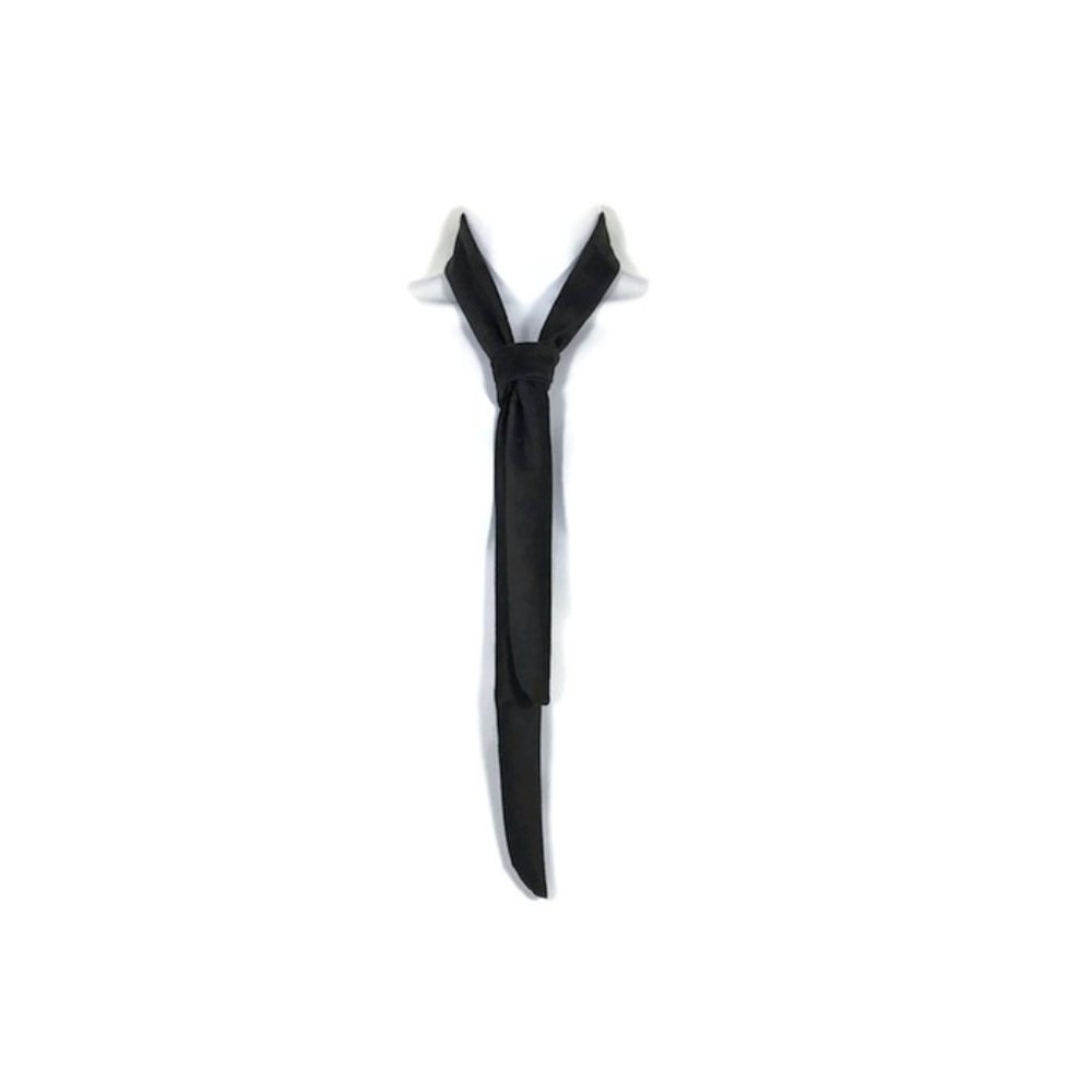 Skinny Necktie Women Black Lycra Narrow Necktie Men